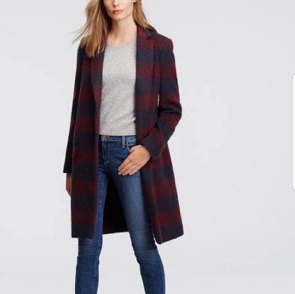Ann Taylor wool plaid pea coat